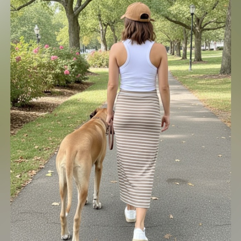 Max Studio Tan striped Maxi Skirt - Picture 2 of 8